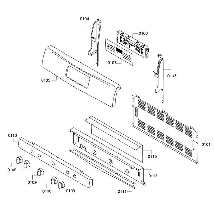 Control Panel Diagram and Parts List for HGS5053UC 08 Bosch Range