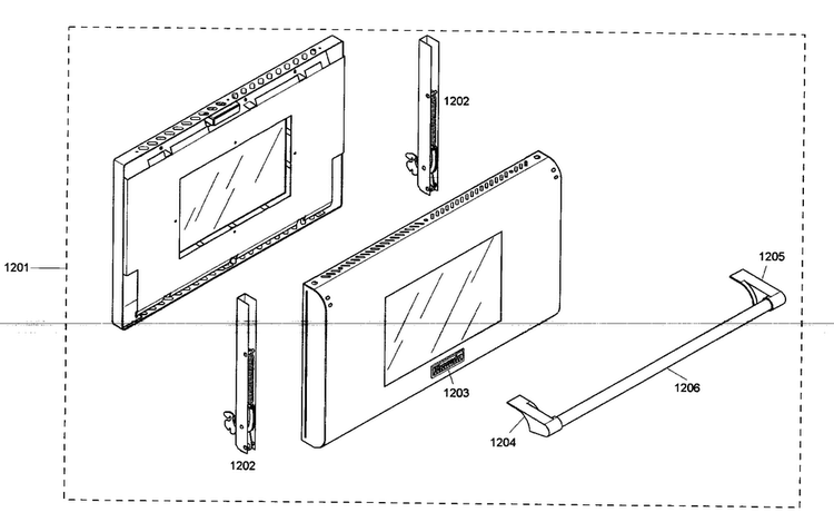 Large Oven Door Diagram and Parts List for PRD484ECG02  Thermador Range
