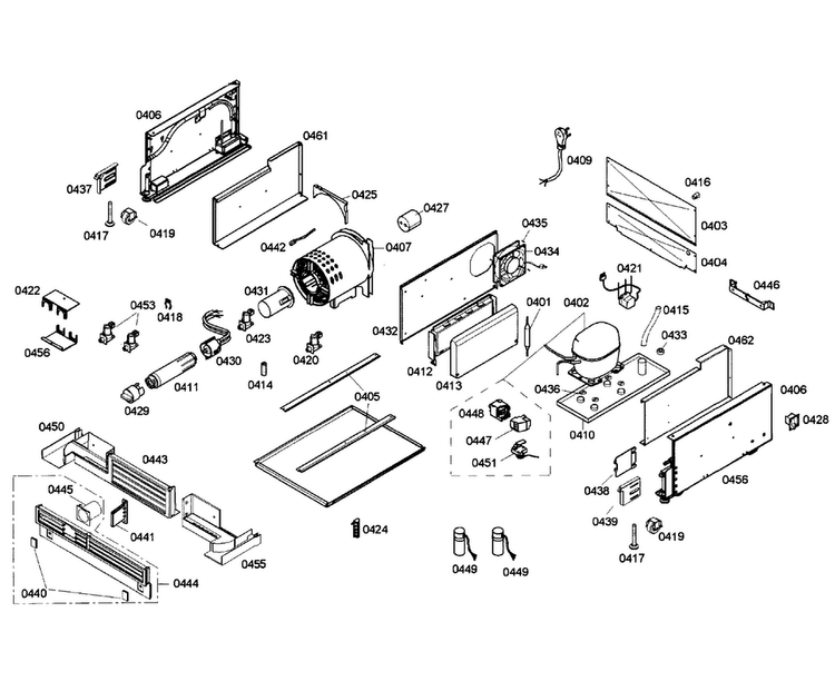 Compressor Diagram and Parts List for T24ID80NLP 39 Thermador Freezer