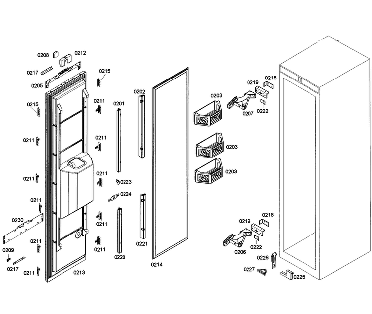 Door Assy Diagram and Parts List for T24ID80NLP 39 Thermador Freezer