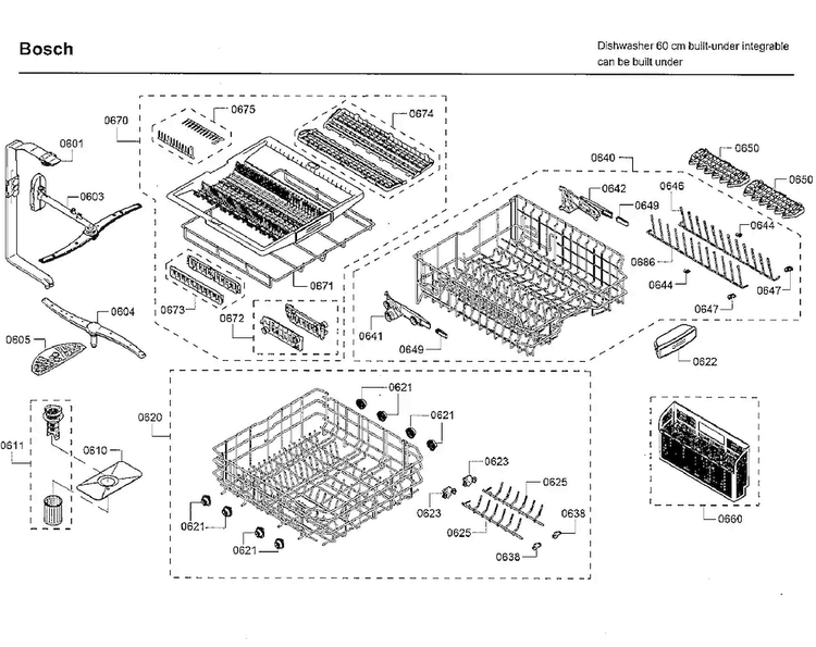 Rack Asy Diagram and Parts List for SHPM65W56N 01 Bosch Dishwasher