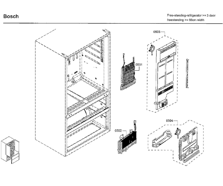 Evap Diagram and Parts List for B21CL81SNS 01 Bosch Refrigerator