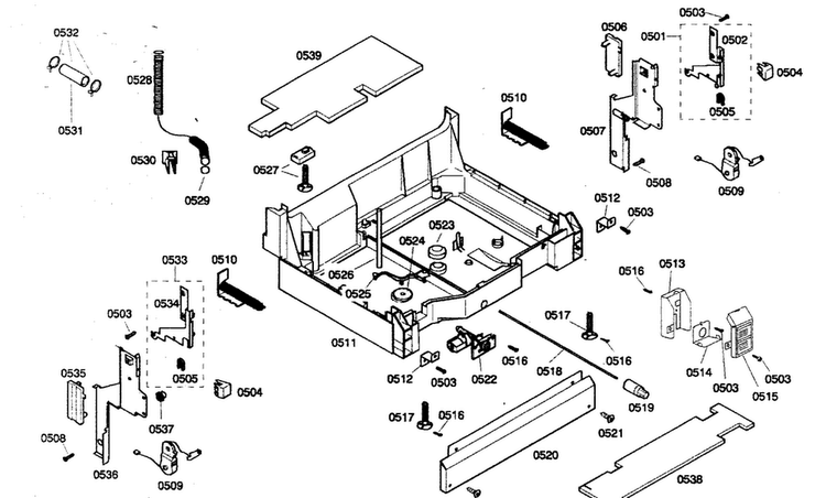 Base Assy Diagram and Parts List for SHX46A06UC 21 Bosch Dishwasher
