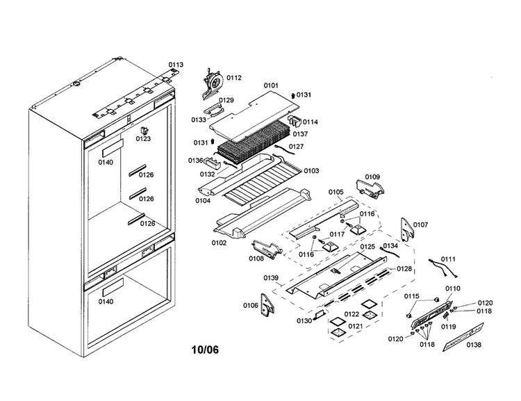 Refrigerator Section Diagram and Parts List for T36IB70CSS 01 Thermador Refrigerator
