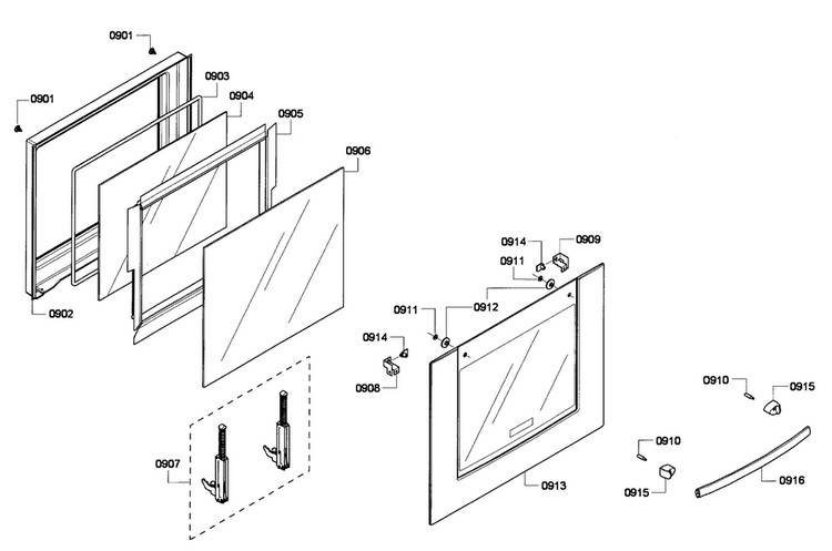Door Diagram and Parts List for HBL5720UC 03 Bosch Microwave