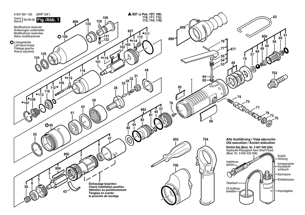 Section 1 Diagram and Parts List for 0607661103  Bosch Wrench