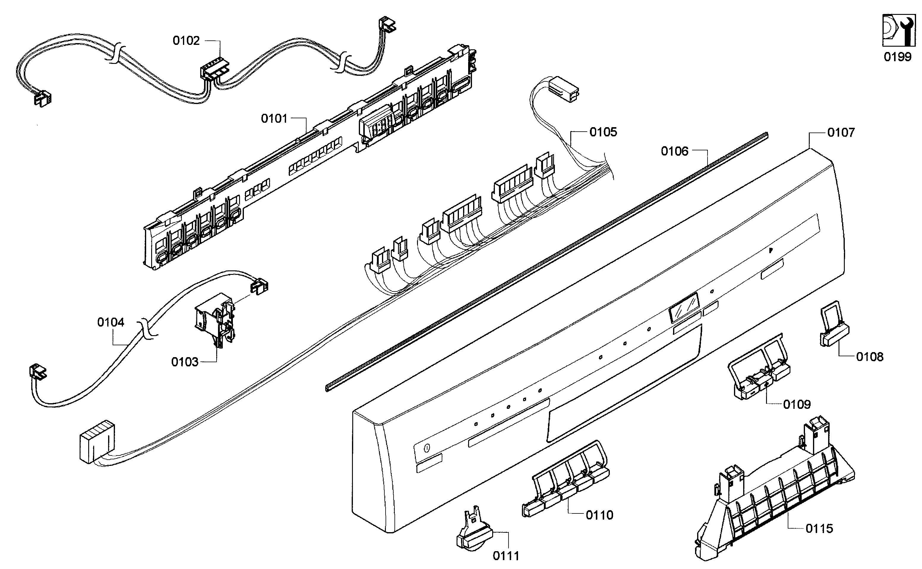 Control Panel Diagram and Parts List for S36KMK15UC 05 Bosch Dishwasher