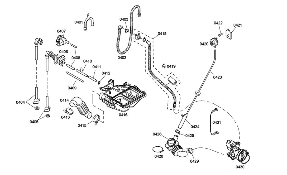 Dispenser/Drain Pump Diagram and Parts List for WFMC2201UC 15 Bosch Washer