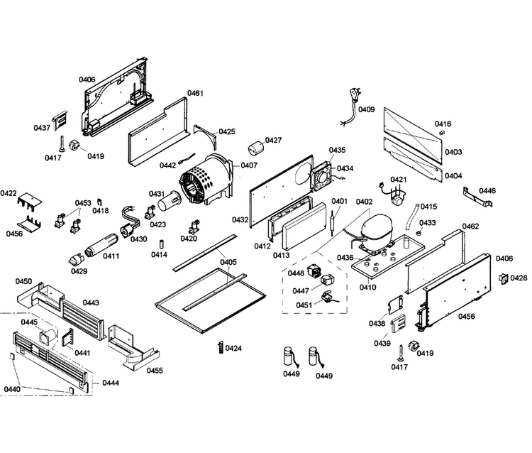 Compressor Diagram and Parts List for T24ID80NRP 41 Thermador Freezer
