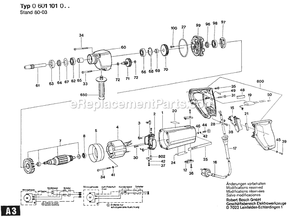 Page A Diagram and Parts List for UBJ75B26 0601101004 Bosch Electric Drill