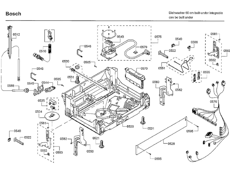 Base Diagram and Parts List for SHP65T52UC 02 Bosch Dishwasher