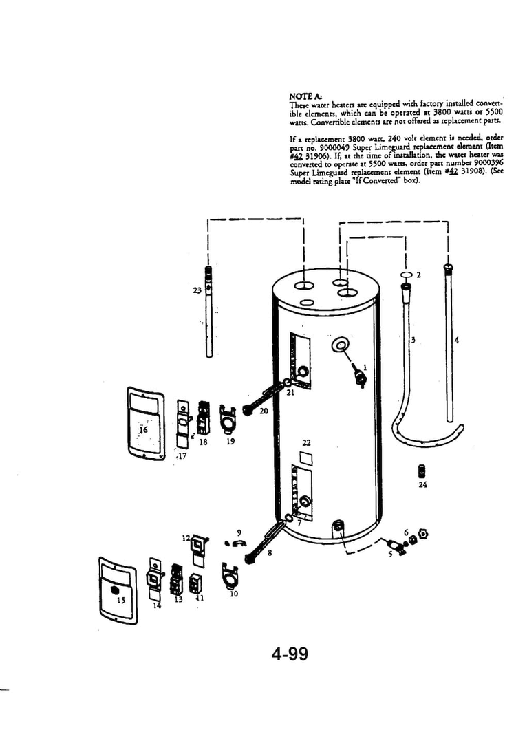 Kenmore 10 Anniversary 40 Gallon Diagram and Parts List for 153322450  Kenmore Water Heater