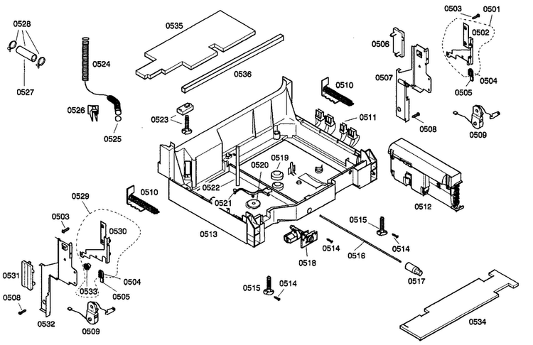 Base 1 Assy Diagram and Parts List for SHV99A13UC 19 Bosch Dishwasher
