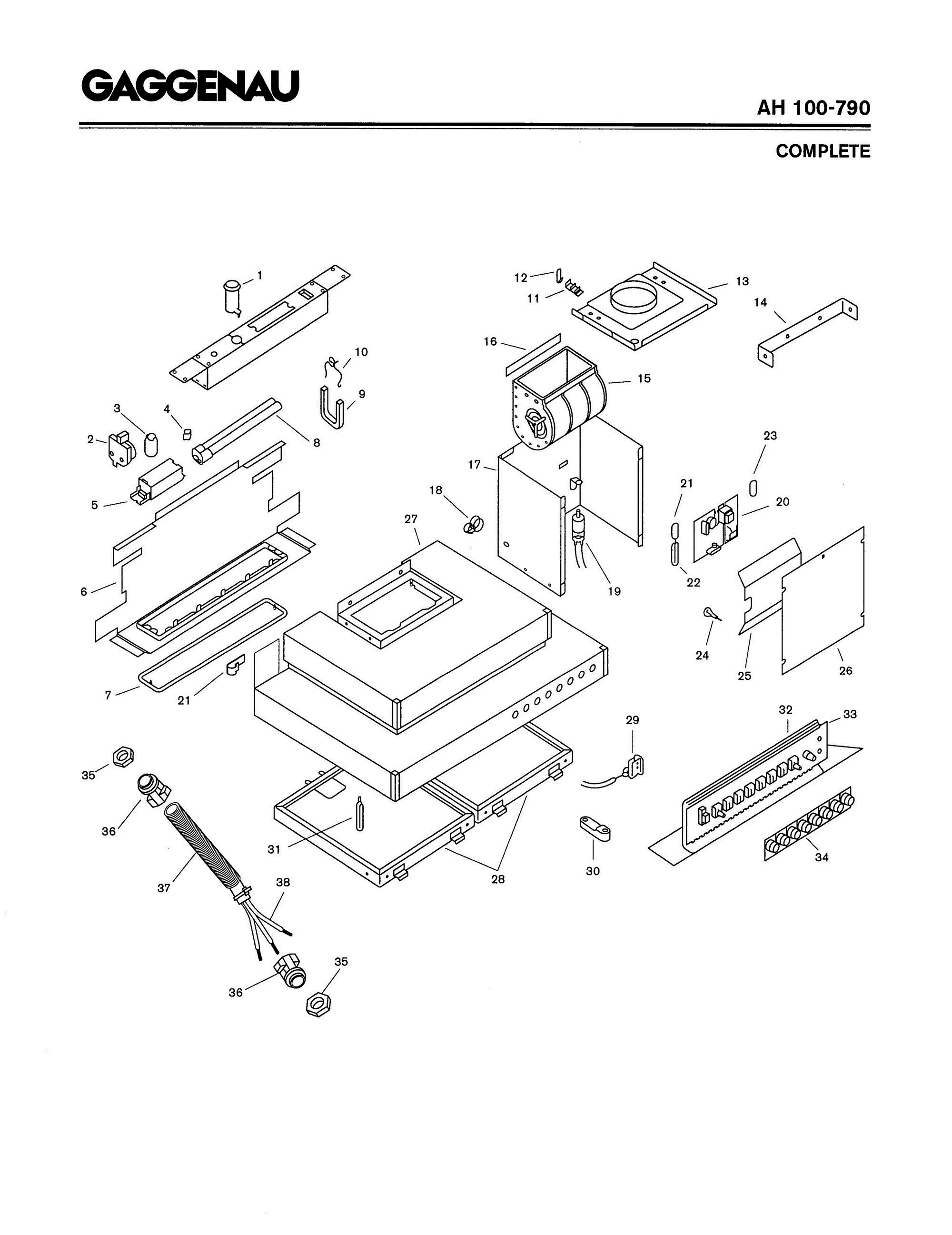 01 - COMPLETE Diagram and Parts List for AH100-790  Bosch Range Hood