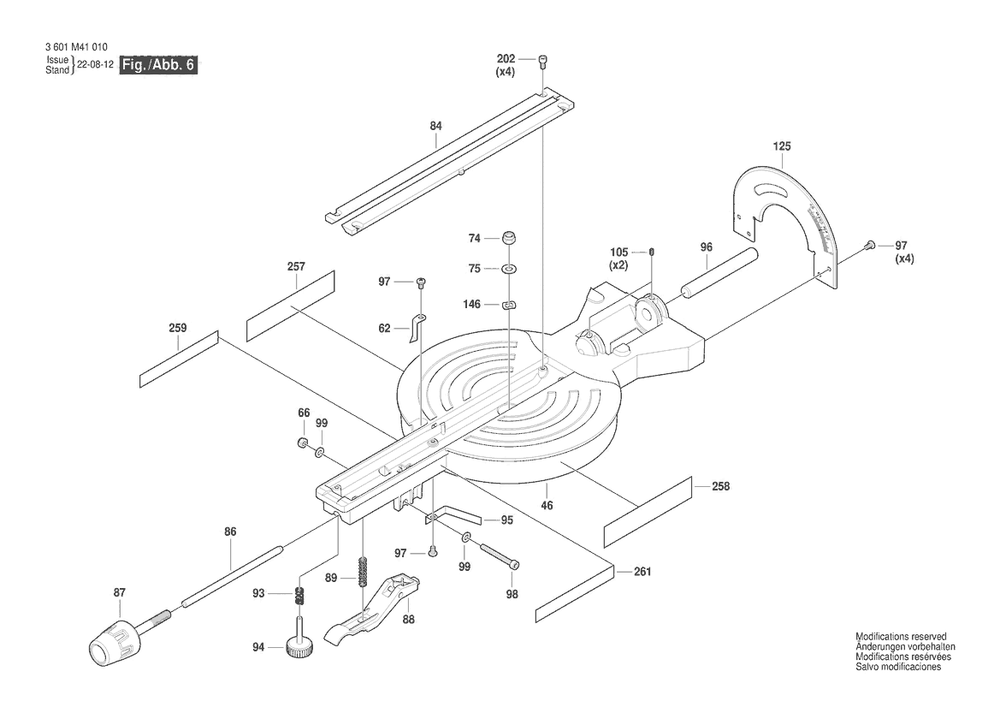 Section 6 Diagram and Parts List for 3601M41010  Bosch Miter Saw