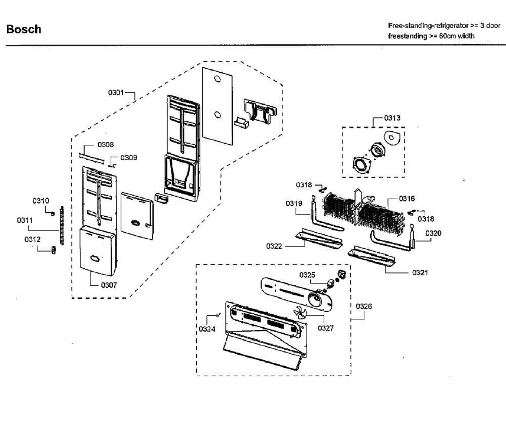 Evap Diagram and Parts List for B26FT80SNS 06 Bosch Refrigerator