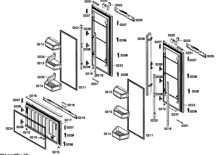 Doors Assy Diagram and Parts List for T36BT71FS 08 Thermador Refrigerator