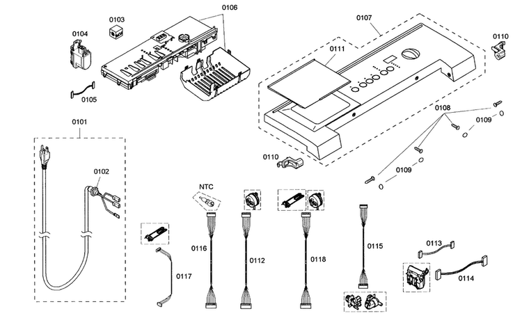 Control Panel Diagram and Parts List for WFMC220BUC 13 Bosch Washer