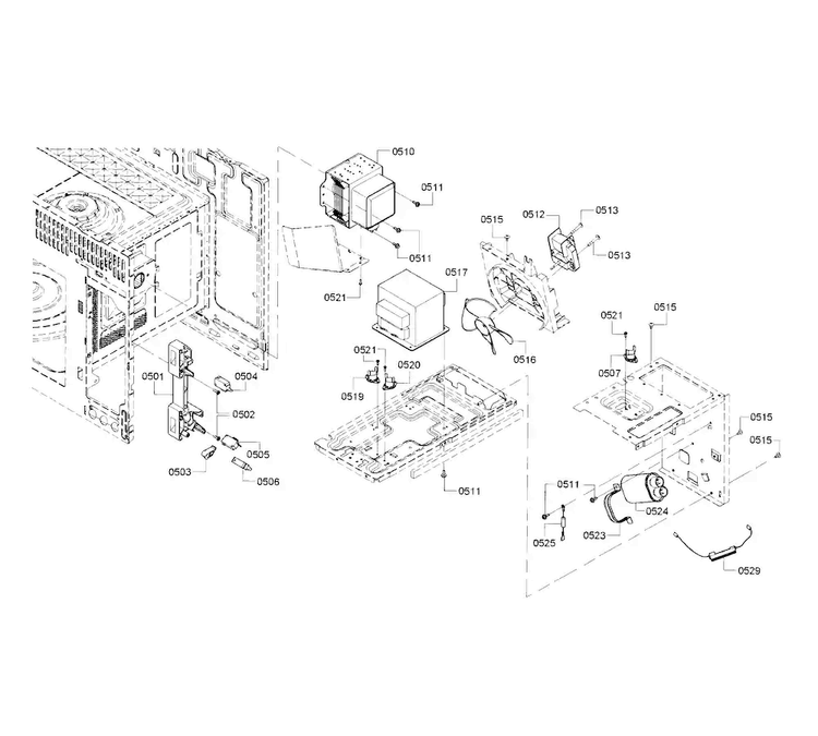 Magnetron Diagram and Parts List for HMV5052U 01 Bosch Microwave