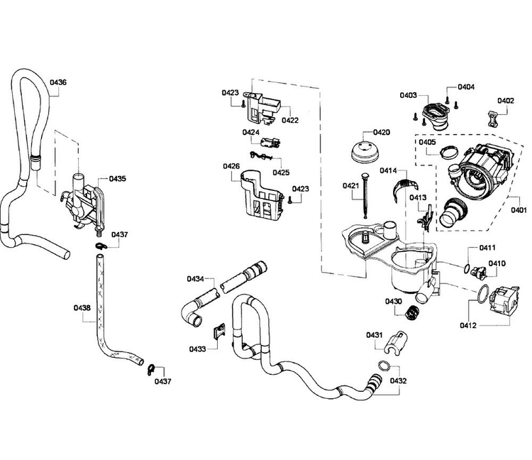 Pump Section Diagram and Parts List for SHX6AP02UC 04 Bosch Dishwasher