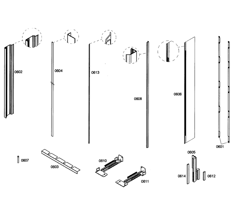 Framing Diagram and Parts List for T24ID80NLP 38 Thermador Freezer