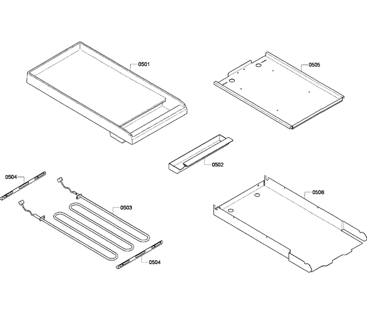 Gride Plate Diagram and Parts List for PCG486GD 01 Thermador Cooktop