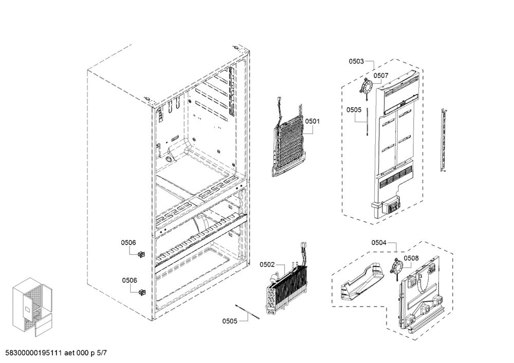 Diagram 5 Diagram and Parts List for B21CL80SNS-02  Bosch Refrigerator