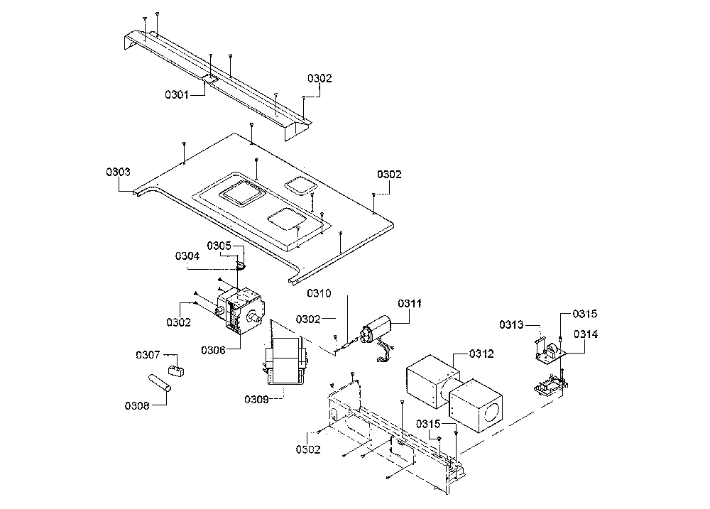 Top outer case/magnetron Diagram and Parts List for HMCP0252UC 01 Bosch Microwave