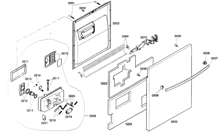 Door Assy Diagram and Parts List for SHX46A06UC 21 Bosch Dishwasher