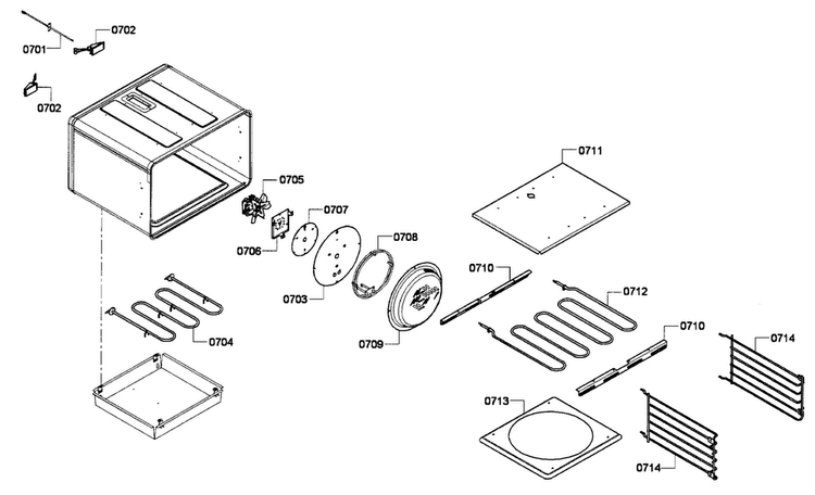 Oven Assy Diagram and Parts List for PRD364EDPG-01  Thermador Range