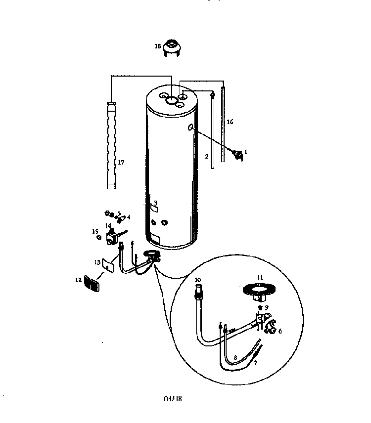 Economizer 5 40 Gal. Diagram and Parts List for 153332461  Kenmore Water Heater