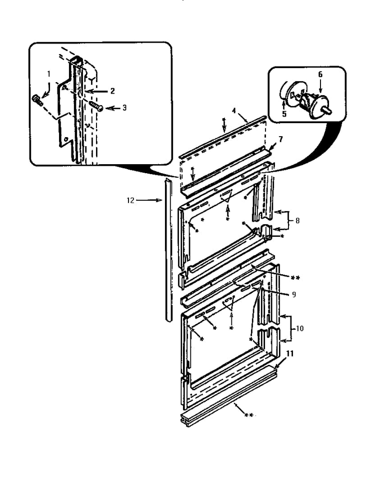 Front Frame Assembly Diagram and Parts List for CT130-03  Thermador Wall Oven