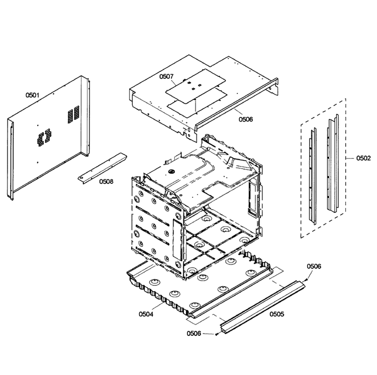 Cabinet Assy Diagram and Parts List for HBL3450UC 04 Bosch Wall Oven