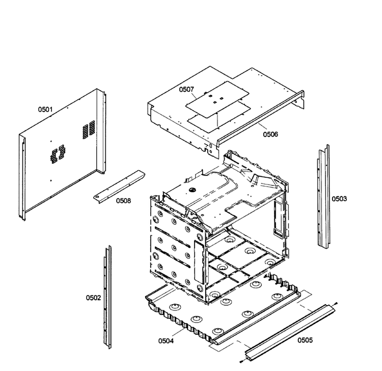 Cabinet Assy Diagram and Parts List for HBL3450UC 03 Bosch Wall Oven