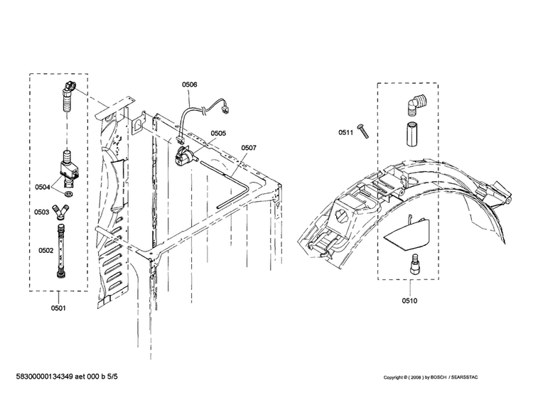 Supply Hose/adapter Kit Diagram and Parts List for WTMC8330CN 05 Bosch Dryer