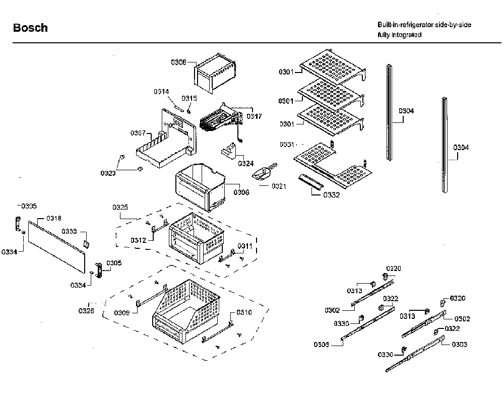 Shelfs Diagram and Parts List for B18IF800SP 02 Bosch Freezer