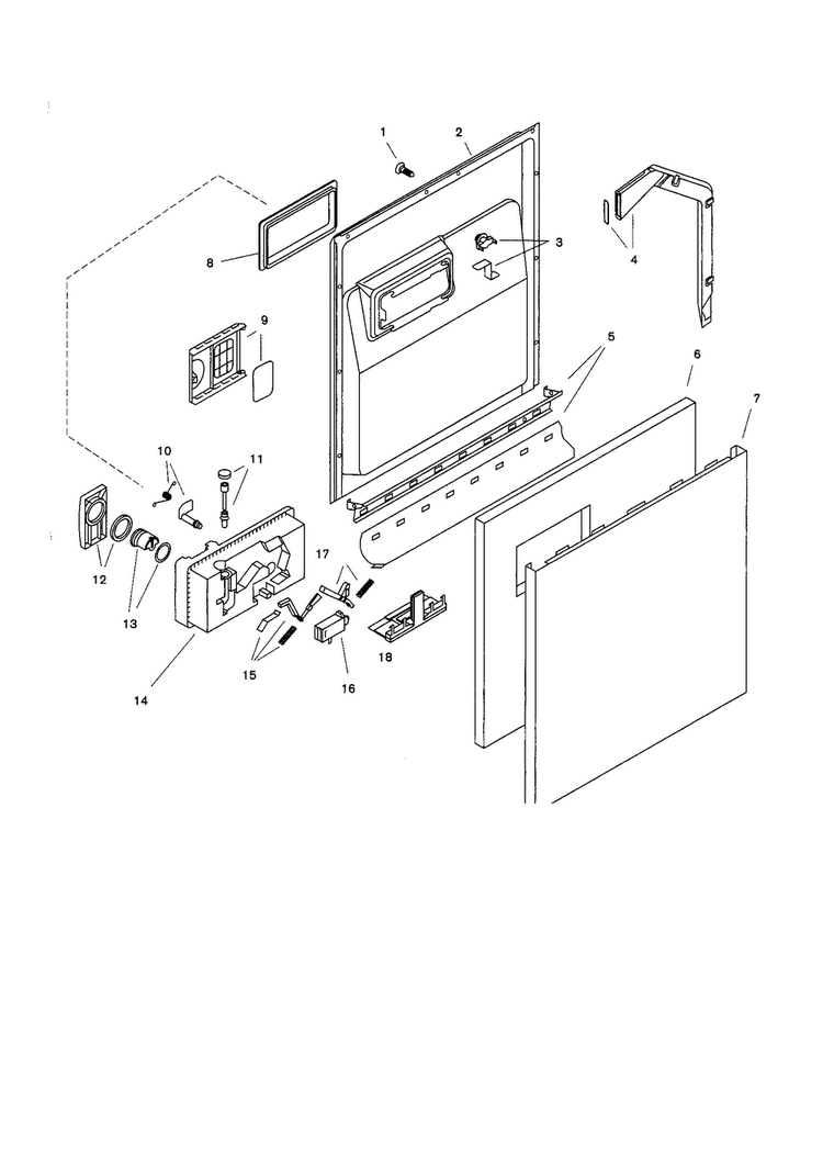 Door Assembly Diagram and Parts List for SHU3002UC 06 Bosch Dishwasher