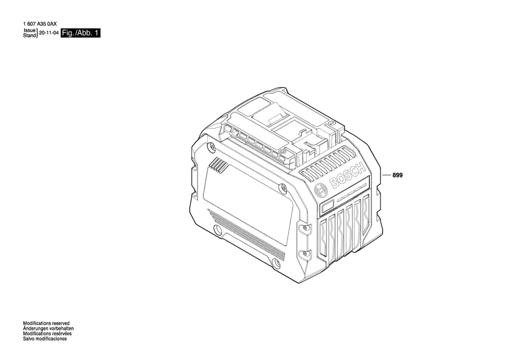 Diagram Diagram and Parts List for GBA18V120 1 607 A35 0CM Bosch Charger