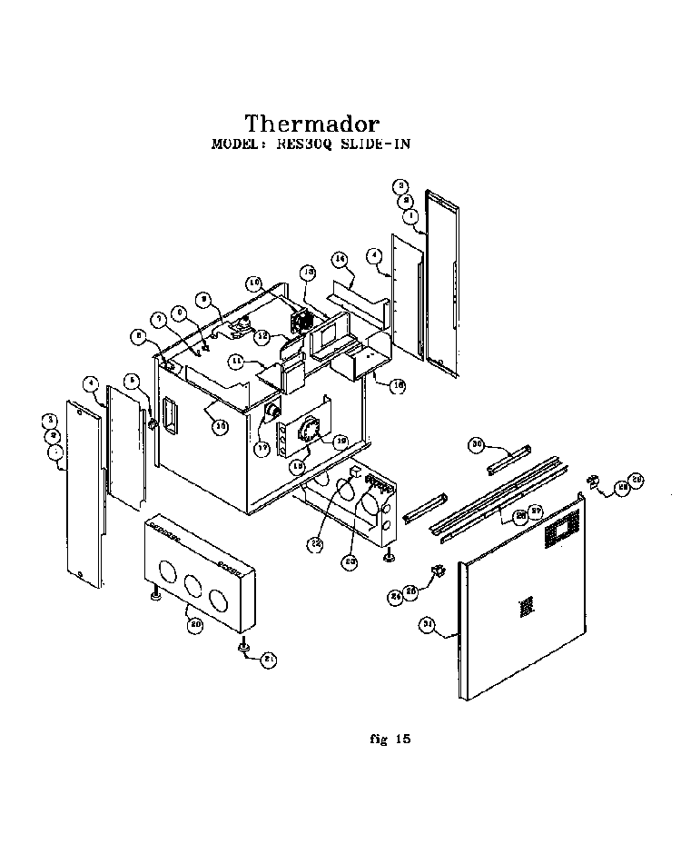 Slide-in Range Diagram and Parts List for RDF30RS(PRIOR-9707)  Thermador Range