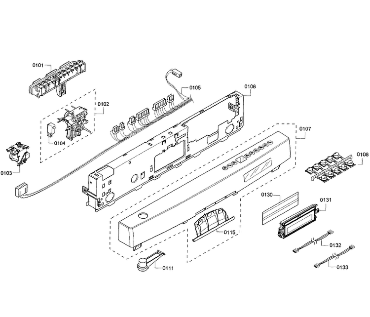 Control Panel Diagram and Parts List for SHE68R56UC 69 Bosch Dishwasher