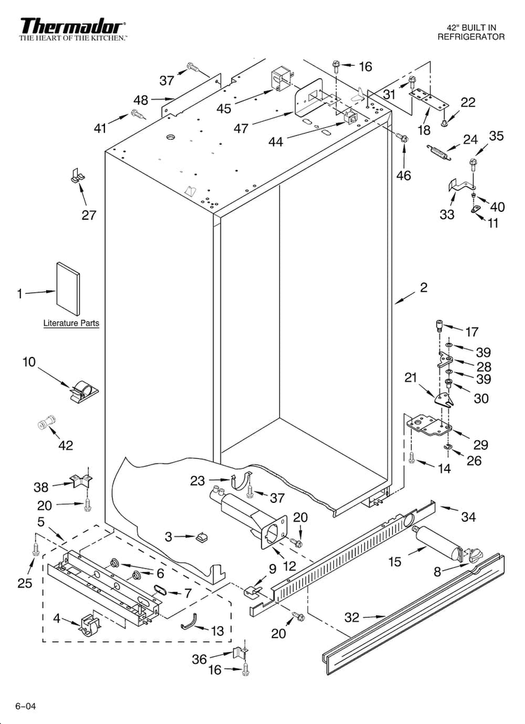 Cabinet Parts Diagram and Parts List for KBUDT4270A 02 Thermador Refrigerator