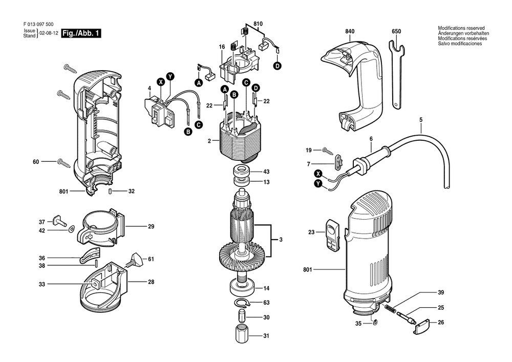 Diagram Diagram and Parts List for 975 F 013 097 500 Bosch Router