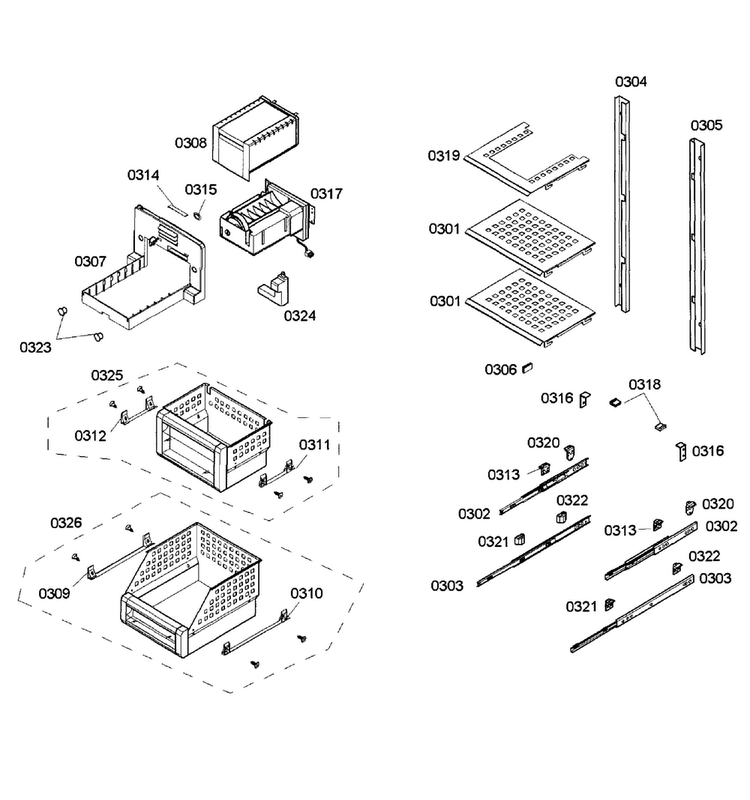 Shelfs Diagram and Parts List for T18ID80NLP 20 Thermador Freezer
