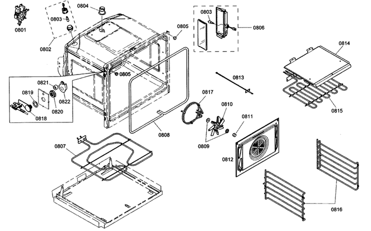 Top Oven Parts Diagram and Parts List for MEMW271ES01  Thermador Microwave