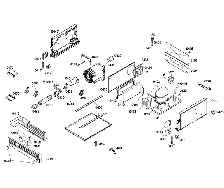 Compressor Diagram and Parts List for T18ID80NLP 40 Thermador Freezer