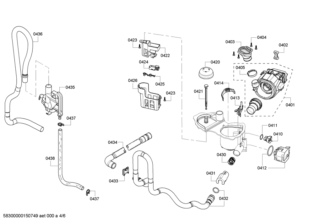 Diagram 4 Diagram and Parts List for SHX4AP05UC-05  Bosch Dishwasher