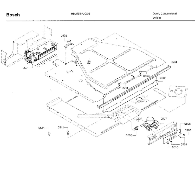 Latch Asy Diagram and Parts List for HBL5651UC 02 Bosch Wall Oven