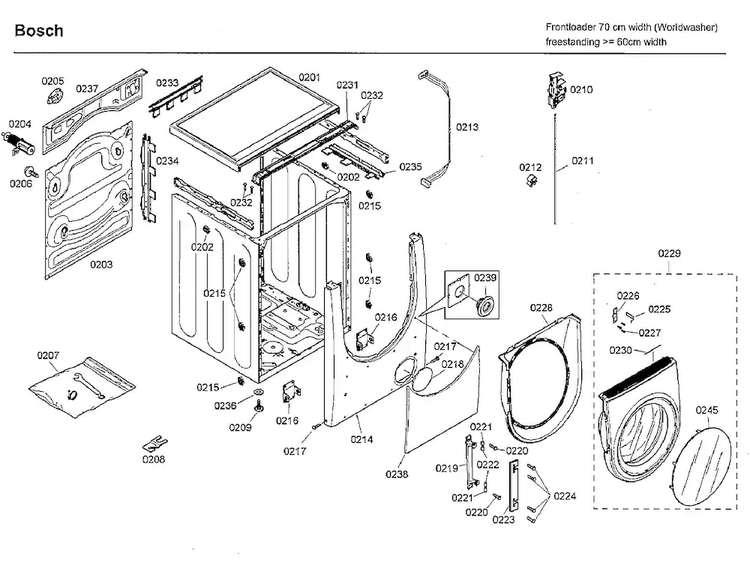 Frame Diagram and Parts List for WFMC8401UC 09 Bosch Washer