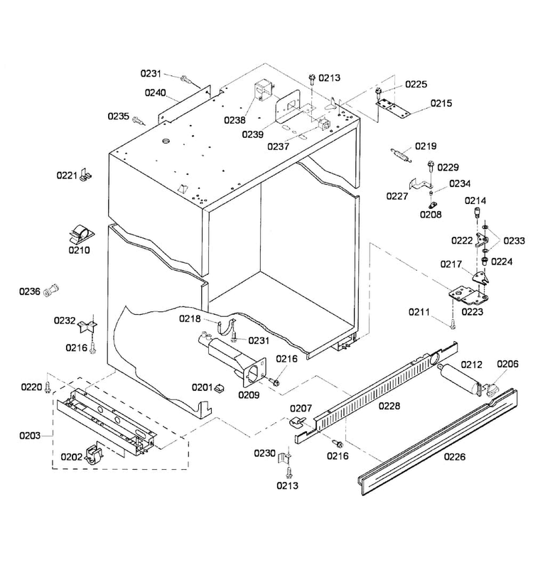 Cabinet 1 Diagram and Parts List for KBUDT4255E 03 Thermador Refrigerator