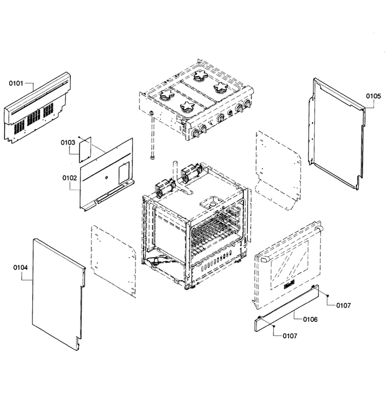 Range Assy Diagram and Parts List for PRD304GHU 09 Thermador Range